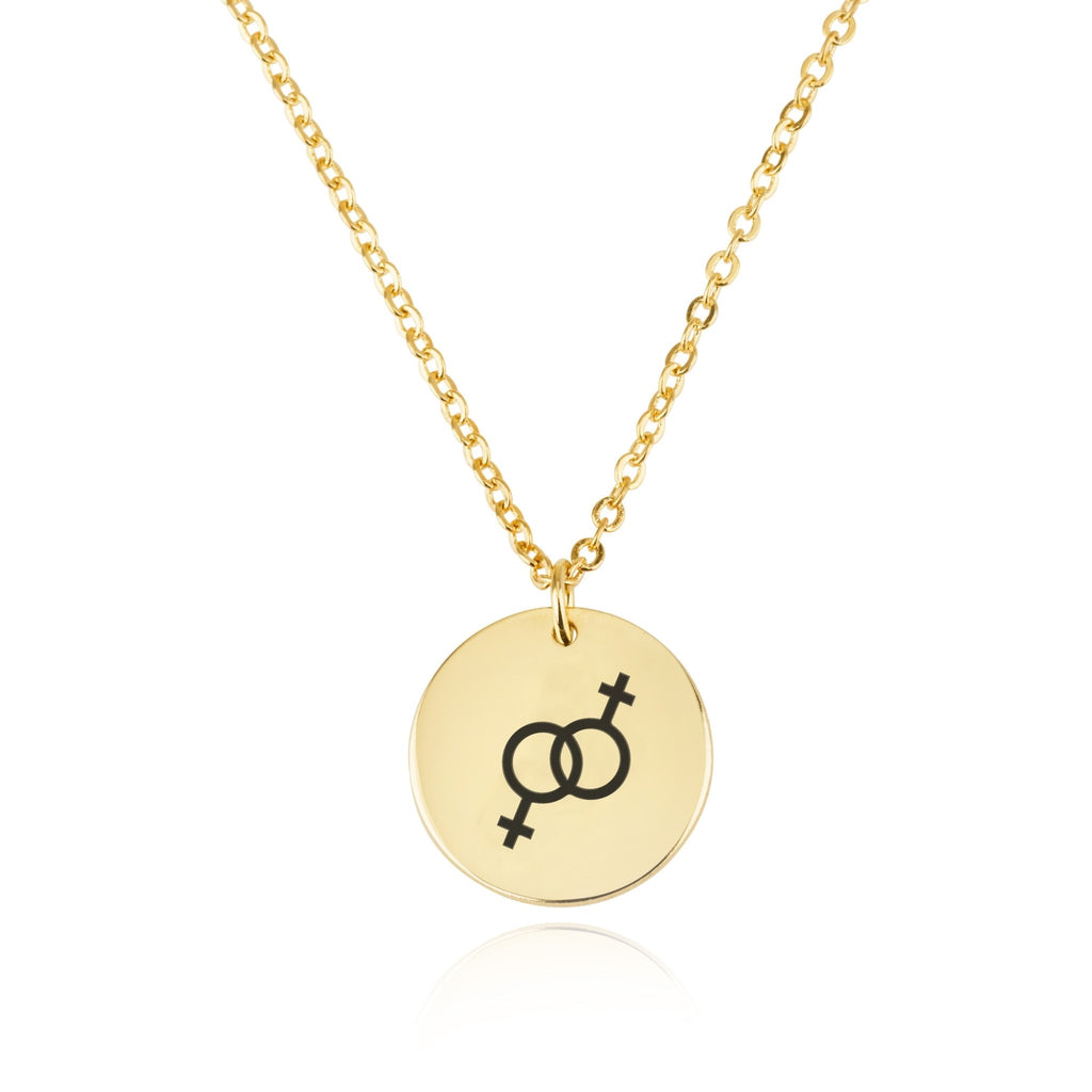 Lesbian Pride Disk Necklace La Vie Bien Lesbian Pride Disk Necklace