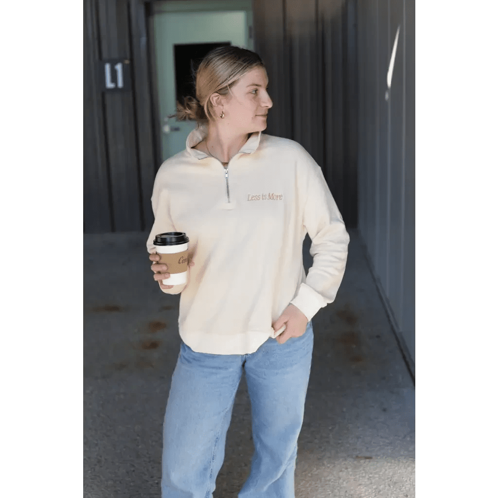 Less is More Embroidered Pullover by Polished Prints