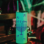 Let It Glow Hanukkah Glow in the Dark Drink Tumbler by Salt Sparkle Shalom