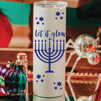 Let It Glow Hanukkah Glow in the Dark Drink Tumbler by Salt Sparkle Shalom