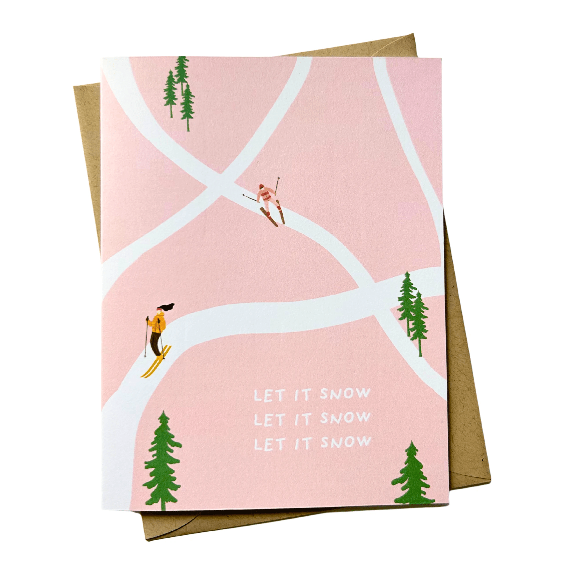 Let It Snow Christmas Card – Cute Modern Ski-Themed Holiday Greeting by Five Dot Post