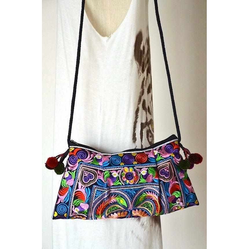 Leyla Embroidered Crossbody Hmong Purse - Thailand Bags La Vie Bien Leyla Embroidered Crossbody Hmong Purse - Thailand