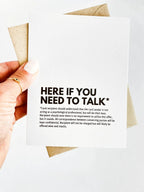 Liability Waiver Funny Here For You Card Here If You Need To Talk Sympathy Card by Five Dot Post