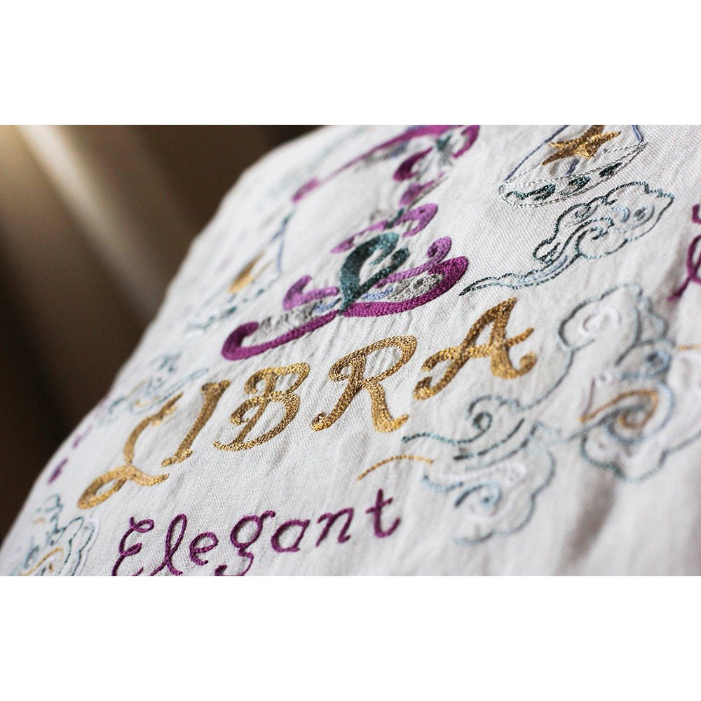Libra Astrology Hand - Embroidered Pillow by Cat Studio Pillows La Vie Bien Libra Astrology Hand - Embroidered Pillow by Cat Studio