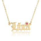 Libra Script Necklace With Swarovski Birthstone La Vie Bien Libra Script Necklace With Swarovski Birthstone