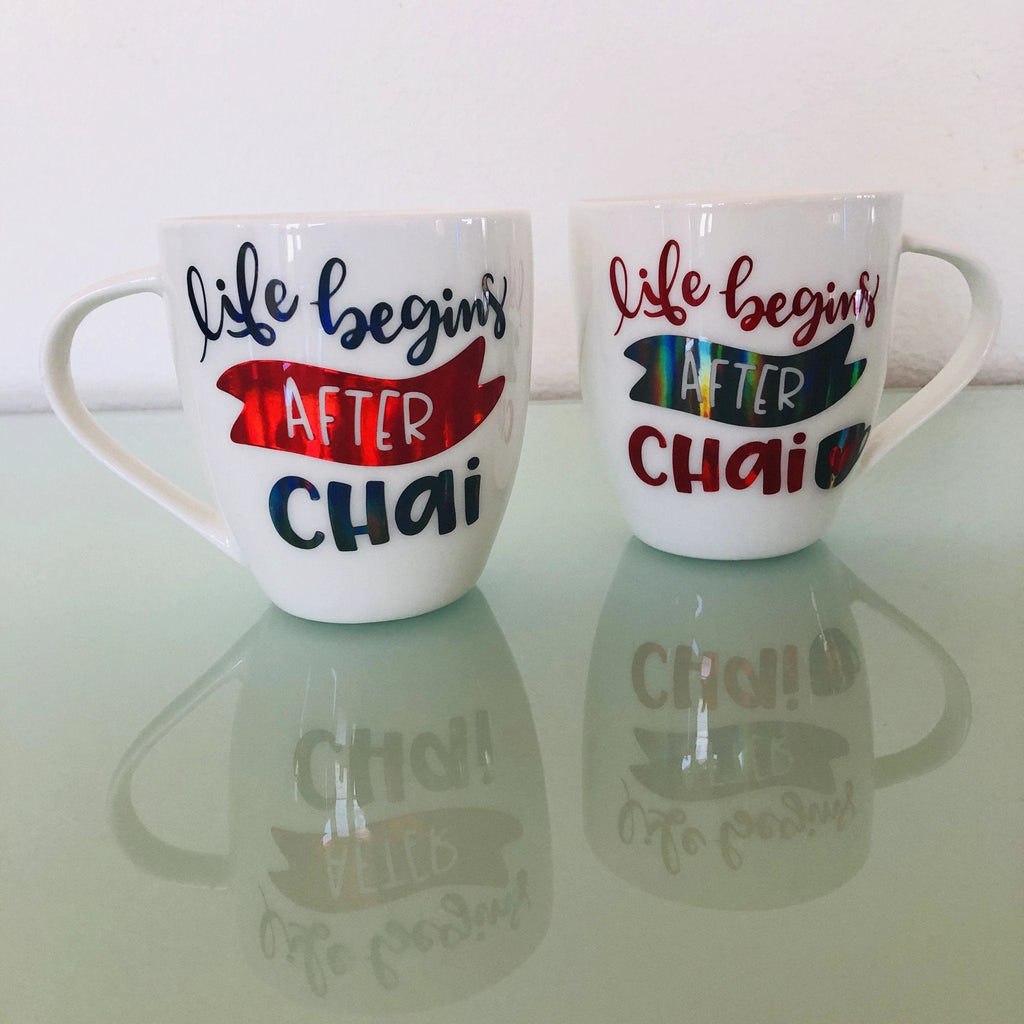 Life Begins After Chai Set of Mugs by Modern Desi