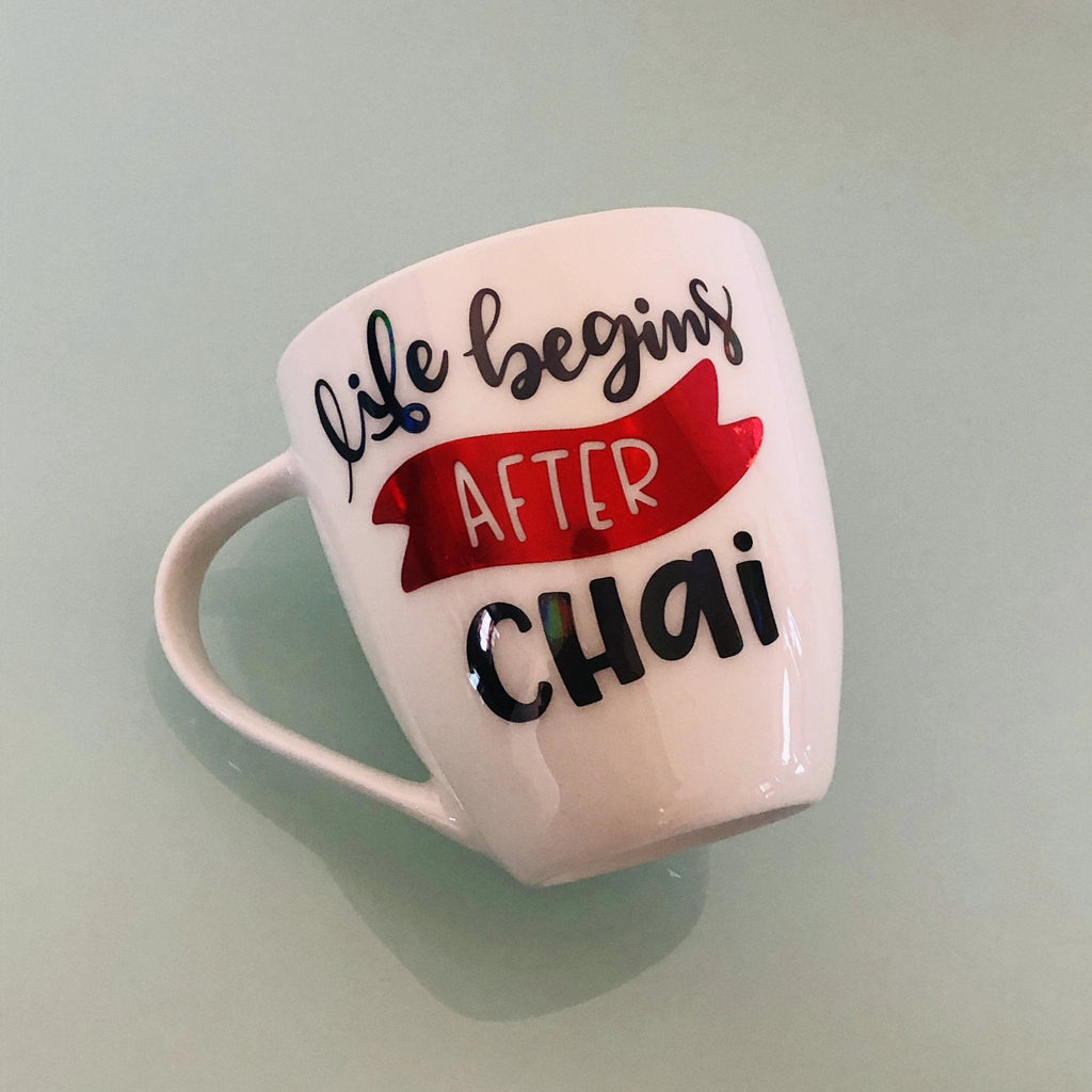 Life Begins After Chai Set of Mugs by Modern Desi