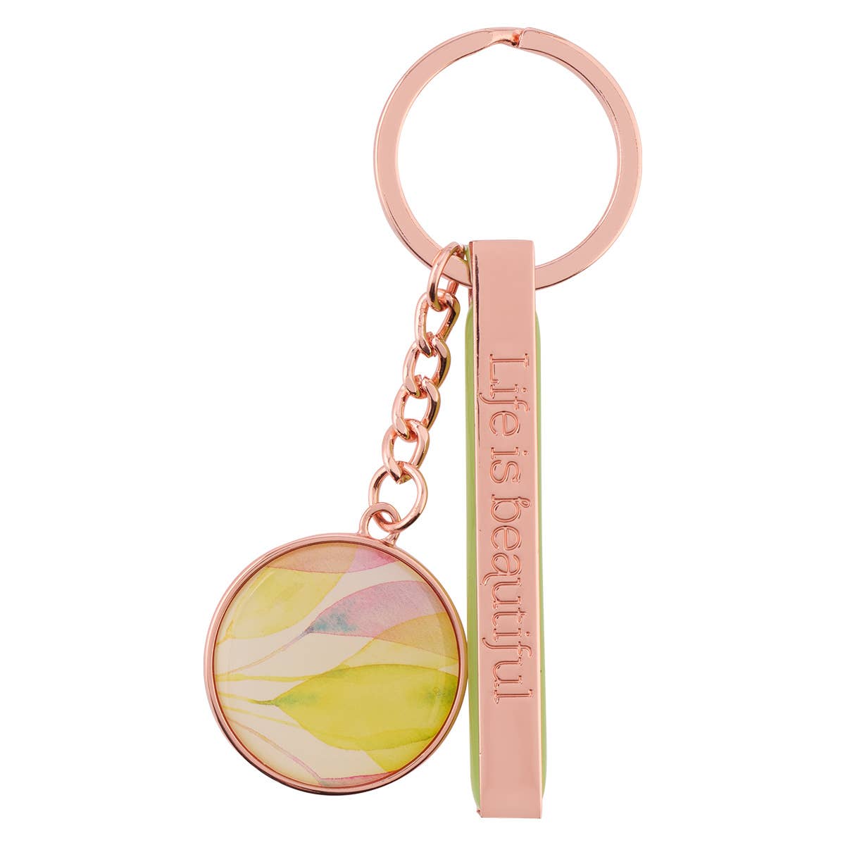 Life Is Beautiful Citrus Leaves Rose Gold Key Ring Keychain La Vie Bien Life Is Beautiful Citrus Leaves Rose Gold Key Ring