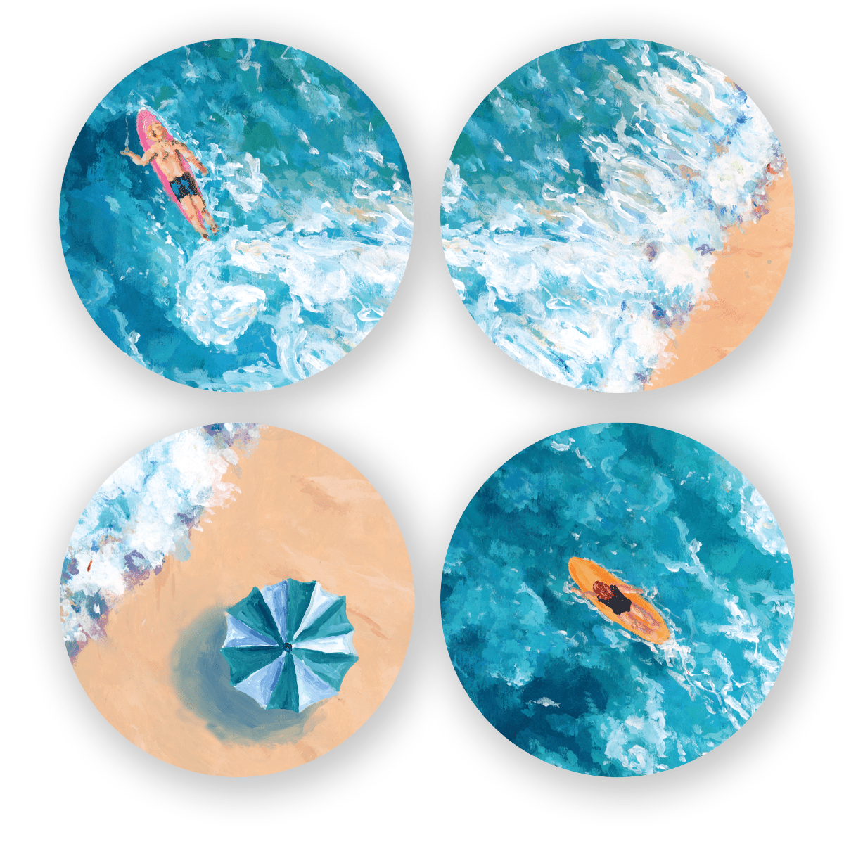 Life Well Surfed Coaster Set Coaster La Vie Bien Life Well Surfed Coaster Set