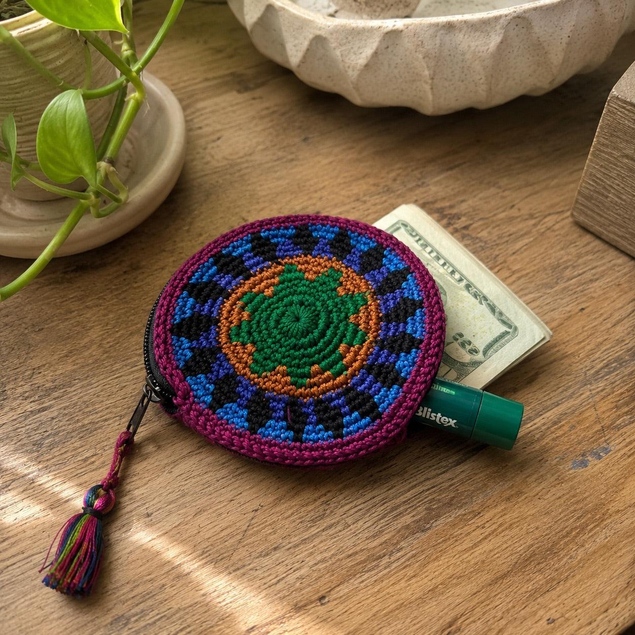 Moon Crochet Multicolor Handmade Coin Purse - Guatemala