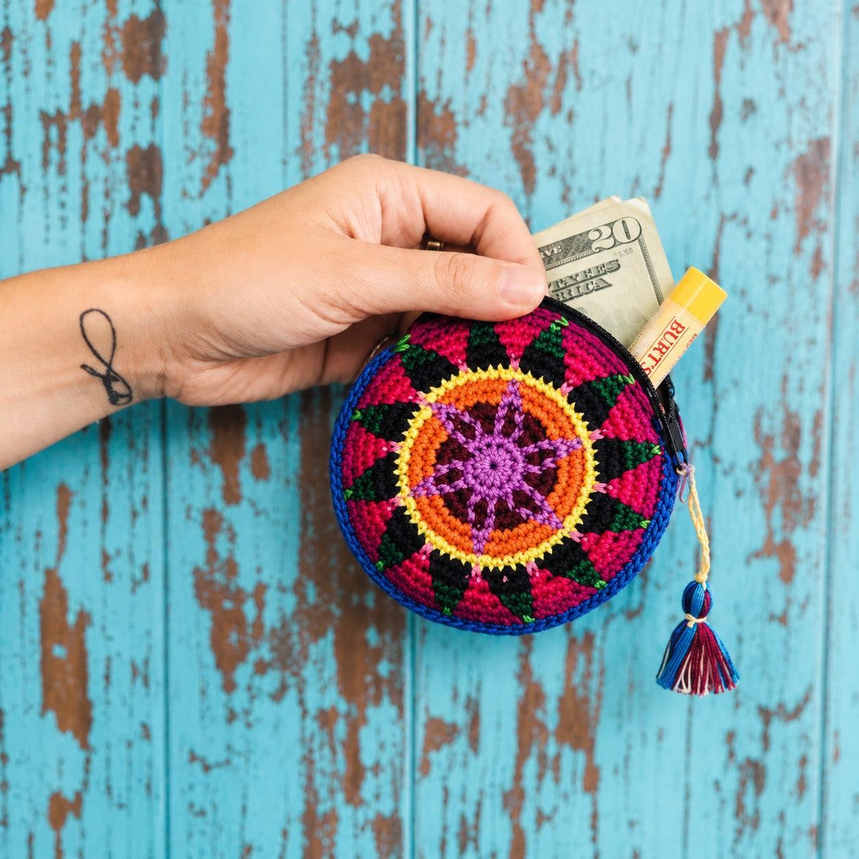 Moon Crochet Multicolor Handmade Coin Purse - Guatemala