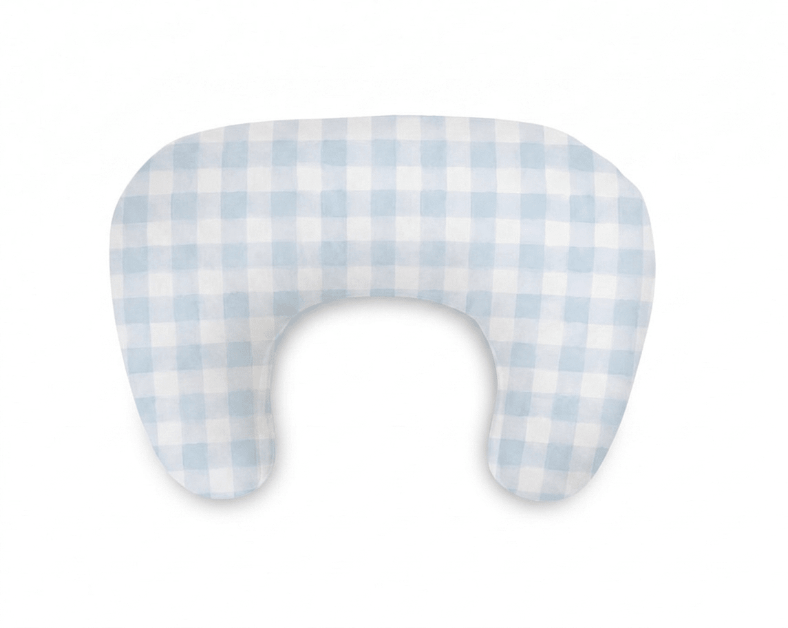 Light Blue Checkered Ruffle Nursing Pillow Cover La Vie Bien Light Blue Checkered Ruffle Nursing Pillow Cover