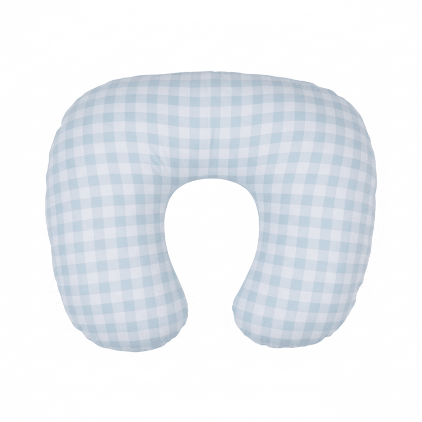 Light Blue Checkered Ruffle Nursing Pillow Cover La Vie Bien Light Blue Checkered Ruffle Nursing Pillow Cover