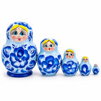 Light Blue Color with Blue Flowers Wooden Nesting Dolls Nesting Dolls > Flowers La Vie Bien Light Blue Color with Blue Flowers Wooden Nesting Dolls
