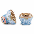 Light Blue Color with White Flowers Wooden Nesting Dolls Nesting Dolls > Flowers La Vie Bien Light Blue Color with White Flowers Wooden Nesting Dolls