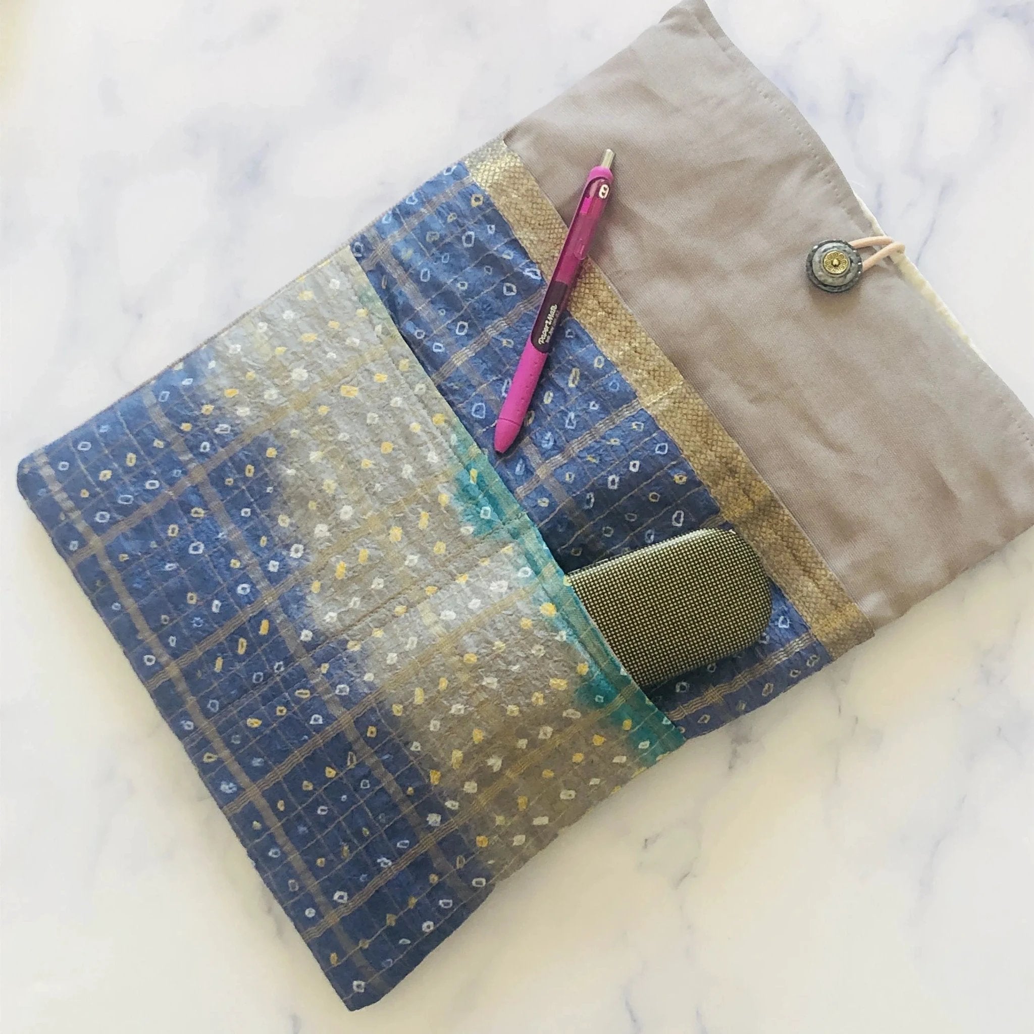 Light Blue Device Saree Sleeve by Modern Desi
