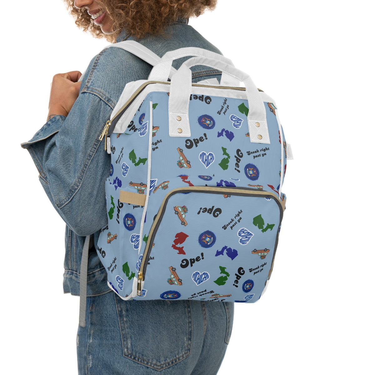 Light blue Michigander Multifunctional Diaper Backpack Bags La Vie Bien Light blue Michigander Multifunctional Diaper Backpack