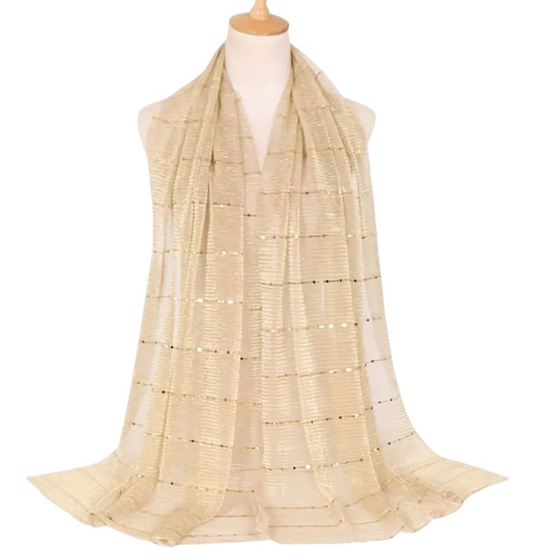 Lightweight Metallic Sequins Soft Head Scarf Shawl M32 Scarf La Vie Bien Lightweight Metallic Sequins Soft Head Scarf Shawl M32