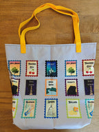 Lilac Michigan cities postage stamps Large Tote Bag for Michigander gifts - Original design by La Vie Bien Bags La Vie Bien Lilac Michigan cities postage stamps Large Tote Bag for Michigander gifts - Original design by La Vie Bien