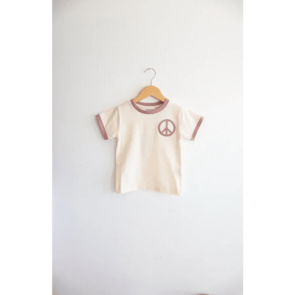Lilac Peace Embroidered Ringer for Kids by Polished Prints