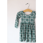 Lily Flower Check Long Sleeved Twirl Dress for Girls by Polished Prints