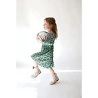 Lily Flower Check Long Sleeved Twirl Dress for Girls by Polished Prints