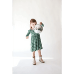Lily Flower Check Long Sleeved Twirl Dress for Girls by Polished Prints