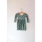 Lily Flower Check Long Sleeved Twirl Dress for Girls by Polished Prints