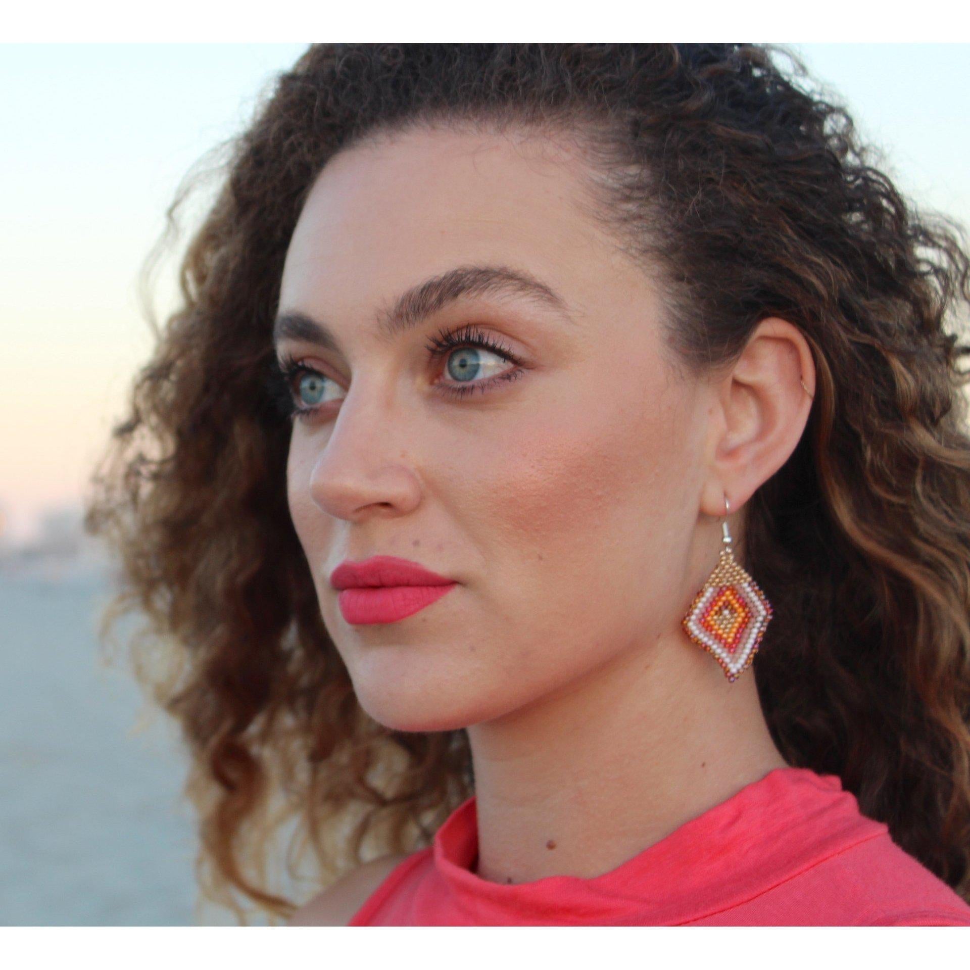 Lily Seed Bead Diamond Earrings - Guatemala Jewelry La Vie Bien Lily Seed Bead Diamond Earrings - Guatemala