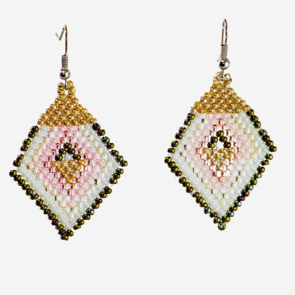 Lily Seed Bead Diamond Earrings - Guatemala Jewelry La Vie Bien Lily Seed Bead Diamond Earrings - Guatemala