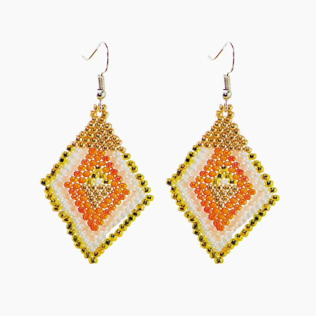 Lily Seed Bead Diamond Earrings - Guatemala Jewelry La Vie Bien Lily Seed Bead Diamond Earrings - Guatemala