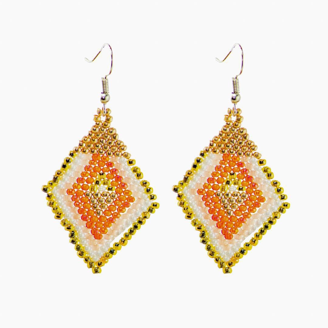 Lily Seed Bead Diamond Earrings - Guatemala Jewelry La Vie Bien Lily Seed Bead Diamond Earrings - Guatemala