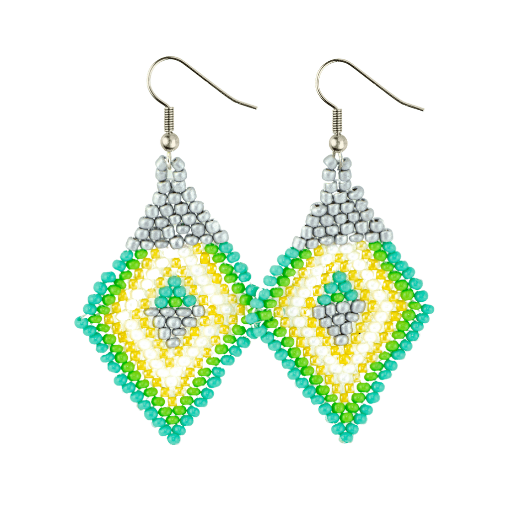 Lily Seed Bead Diamond Earrings - Guatemala Jewelry La Vie Bien Lily Seed Bead Diamond Earrings - Guatemala