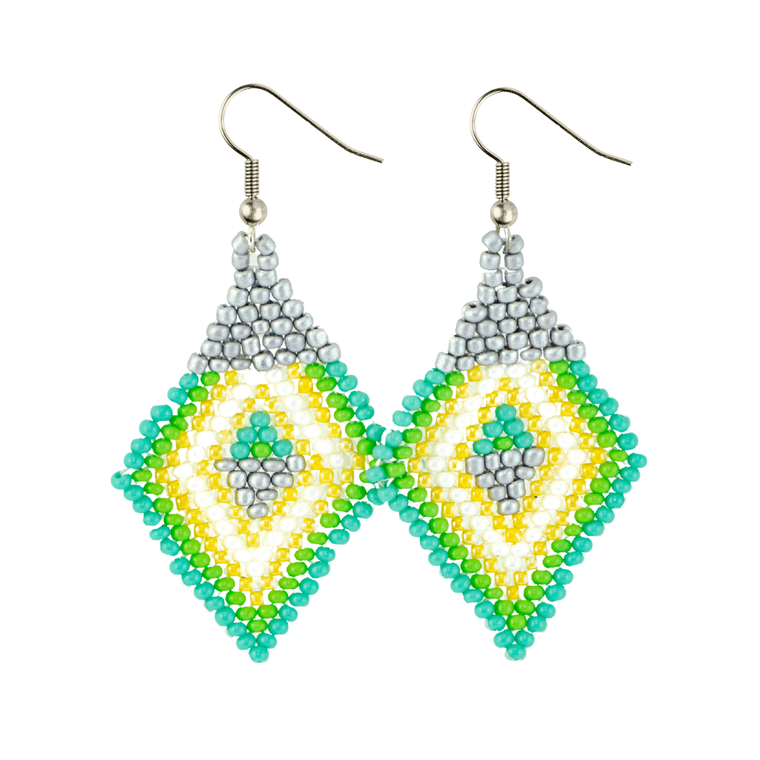 Lily Seed Bead Diamond Earrings - Guatemala Jewelry La Vie Bien Lily Seed Bead Diamond Earrings - Guatemala