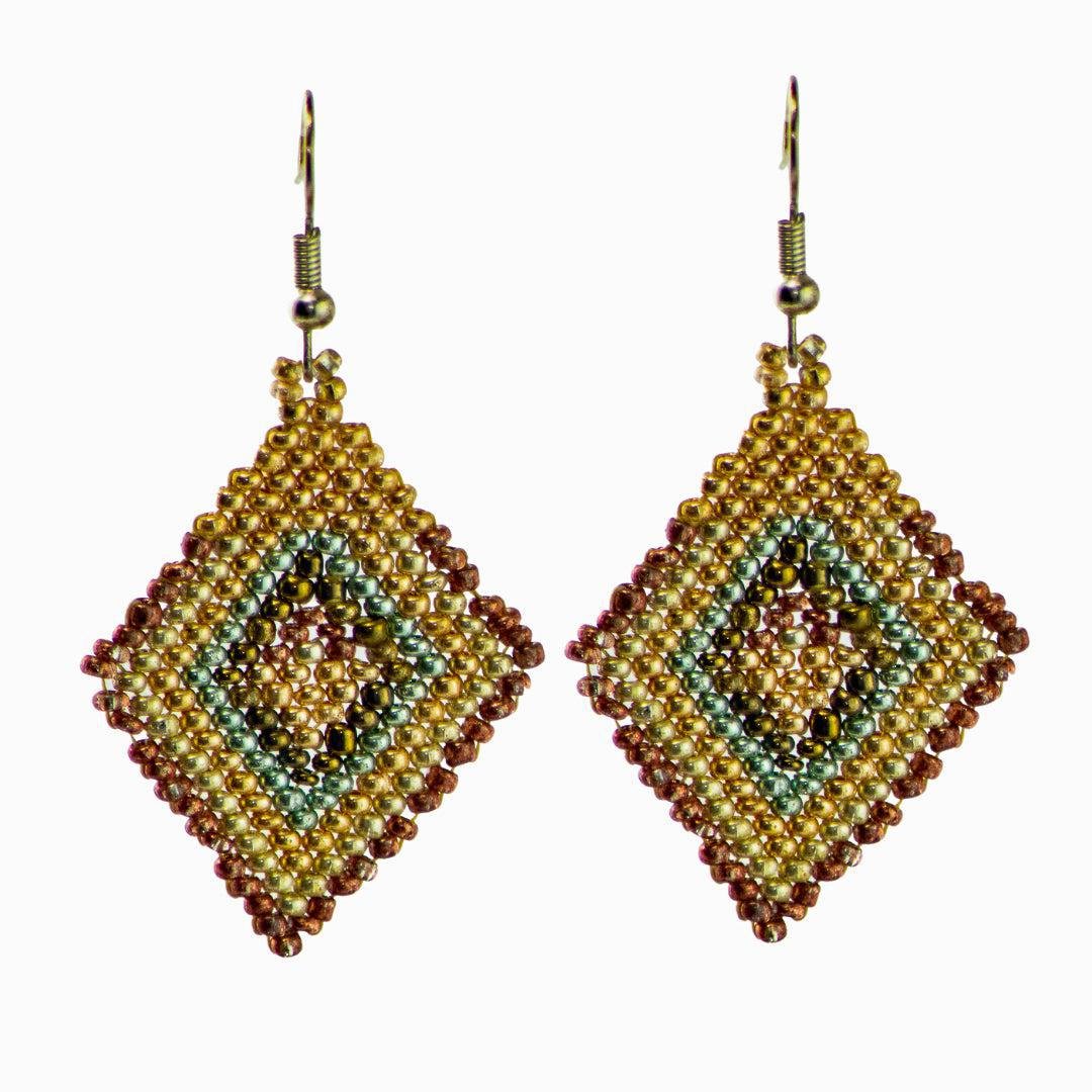 Lily Seed Bead Diamond Earrings - Guatemala Jewelry La Vie Bien Lily Seed Bead Diamond Earrings - Guatemala