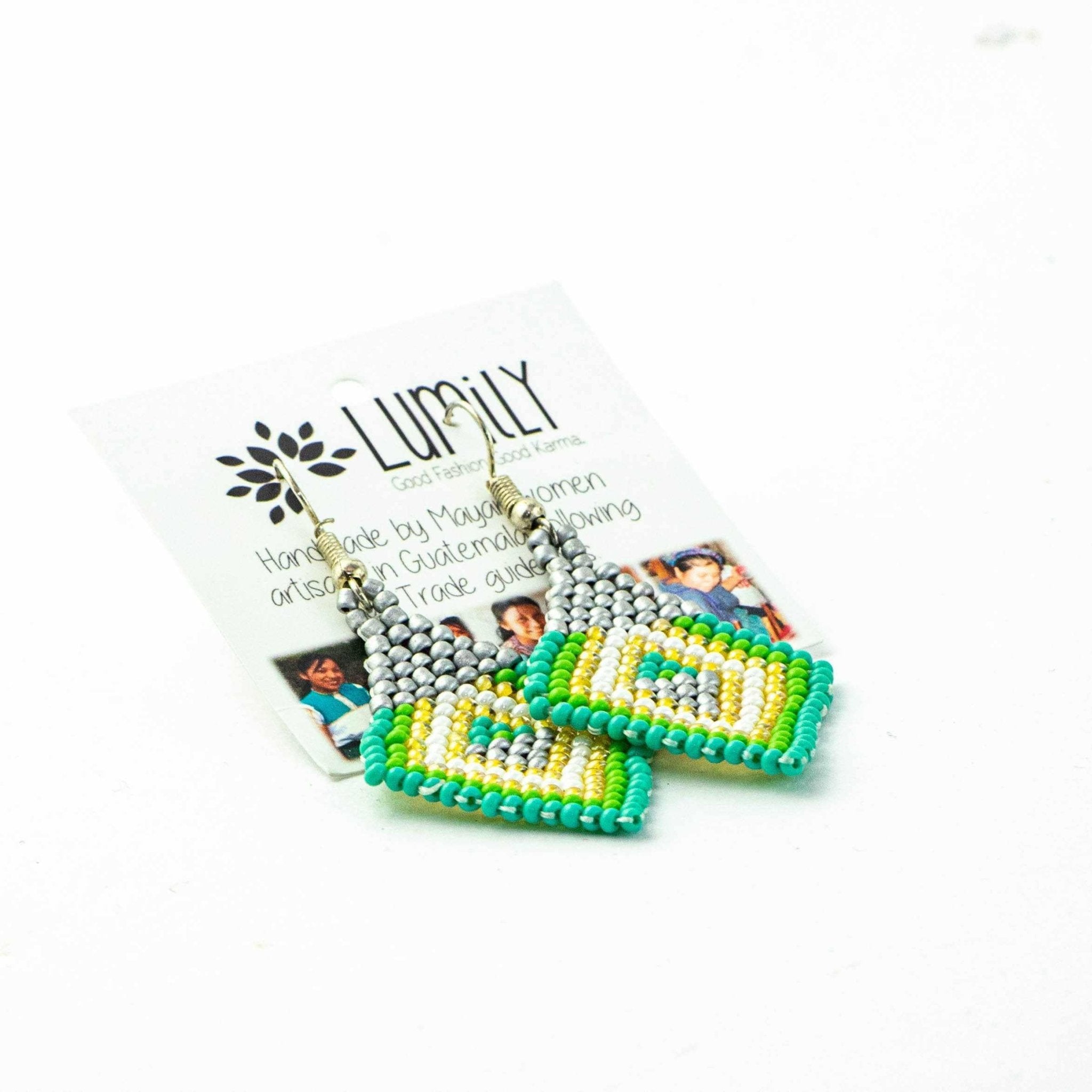 Lily Seed Bead Diamond Earrings - Guatemala Jewelry La Vie Bien Lily Seed Bead Diamond Earrings - Guatemala