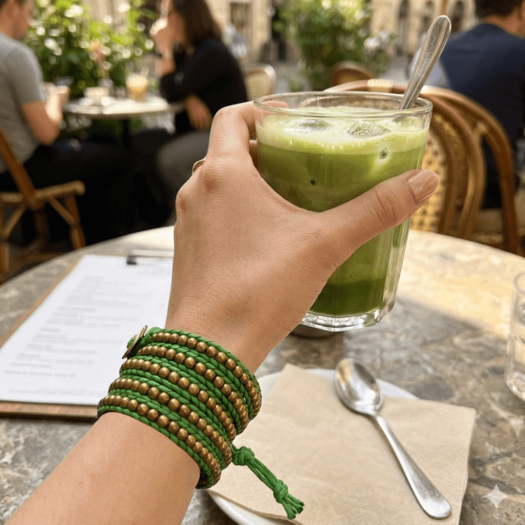 Lime Green Beaded Wrap Bracelet | Handmade Fair Trade Jewelry from Thailand | Boho Brass Bead Jewelry La Vie Bien Lime Green Beaded Wrap Bracelet | Handmade Fair Trade Jewelry from Thailand | Boho Brass Bead