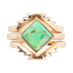 Aztec Lime Green Turquoise Golden Ring Set by Barse Jewelry
