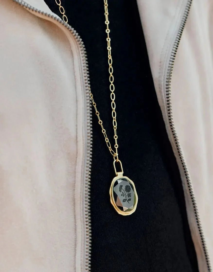 Linden Necklace 30" Carver Hematite Jewelry La Vie Bien Linden Necklace 30" Carver Hematite