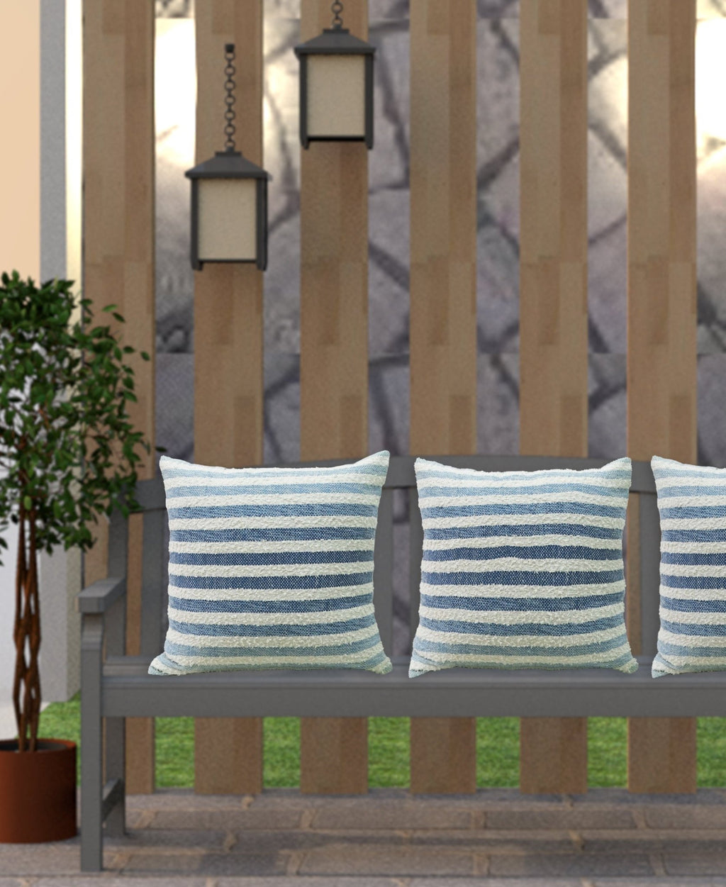 Linden Street 100% Cotton Ombre Textured Stripe Pillow Throw Pillow La Vie Bien Linden Street 100% Cotton Ombre Textured Stripe Pillow
