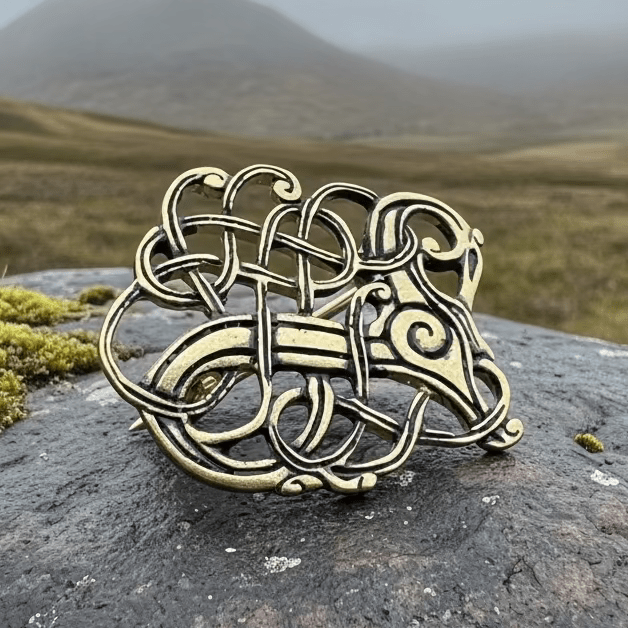 Lindholm Hoeje Celtic Viking Brooch - Bronze Historical Reproduction Pin Brooch La Vie Bien Lindholm Hoeje Celtic Viking Brooch - Bronze Historical Reproduction Pin