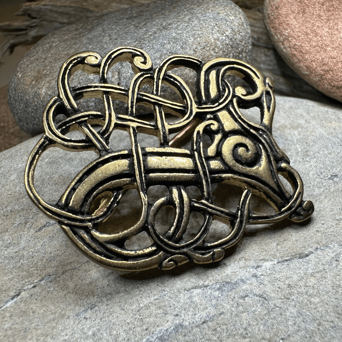Lindholm Hoeje Celtic Viking Brooch - Bronze Historical Reproduction Pin Brooch La Vie Bien Lindholm Hoeje Celtic Viking Brooch - Bronze Historical Reproduction Pin