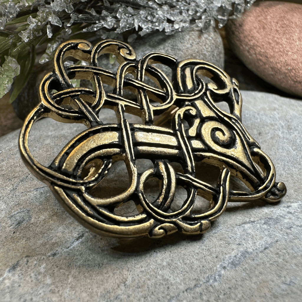 Lindholm Hoeje Celtic Viking Brooch - Bronze Historical Reproduction Pin Brooch La Vie Bien Lindholm Hoeje Celtic Viking Brooch - Bronze Historical Reproduction Pin