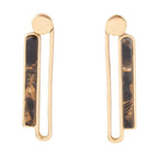 Linear Black and Gold Shungite Matrix and Golden Bronze Earrings by Barse Jewelry