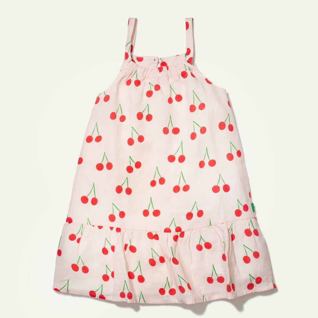 Linen Cherry Strappy Kid Dress Dresses La Vie Bien Linen Cherry Strappy Kid Dress