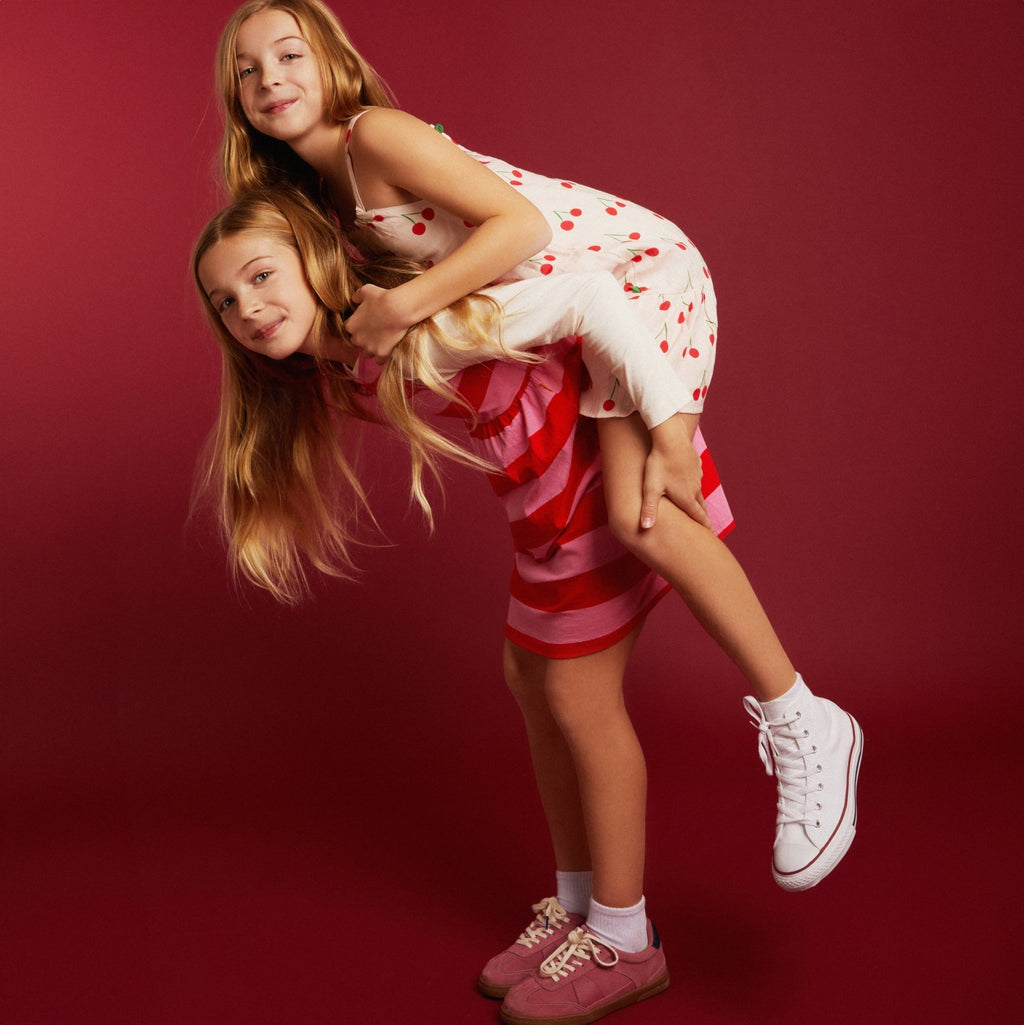 Linen Cherry Strappy Kid Dress Dresses La Vie Bien Linen Cherry Strappy Kid Dress