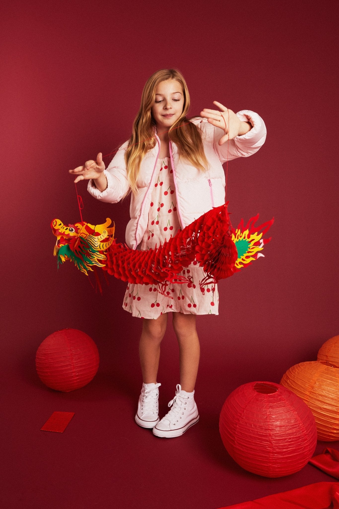 Linen Cherry Strappy Kid Dress Dresses La Vie Bien Linen Cherry Strappy Kid Dress