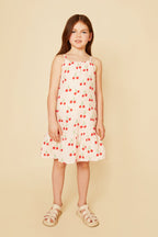 Linen Cherry Strappy Kid Dress Dresses La Vie Bien Linen Cherry Strappy Kid Dress