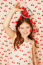 Linen Cherry Strappy Kid Dress Dresses La Vie Bien Linen Cherry Strappy Kid Dress