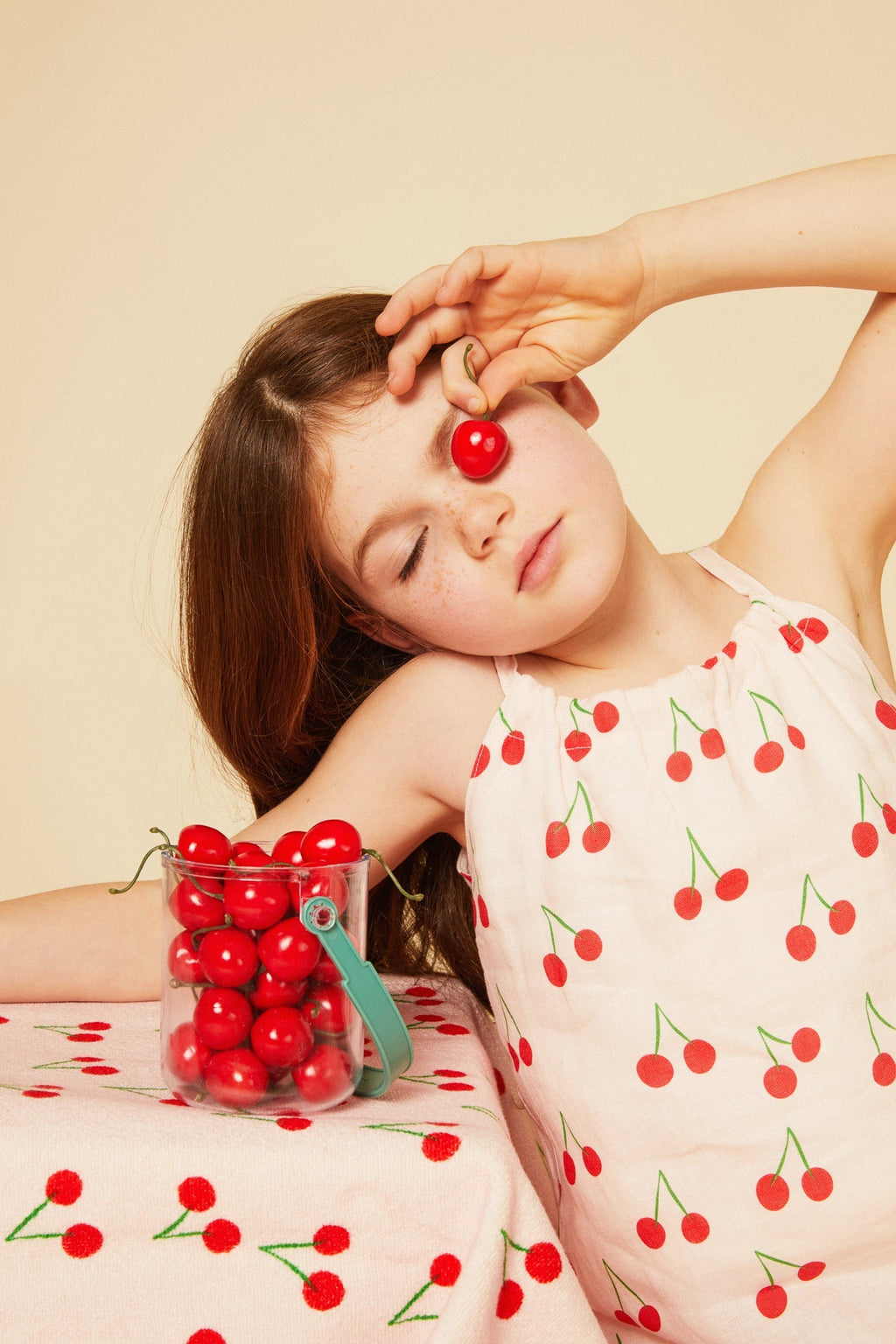 Linen Cherry Strappy Kid Dress Dresses La Vie Bien Linen Cherry Strappy Kid Dress
